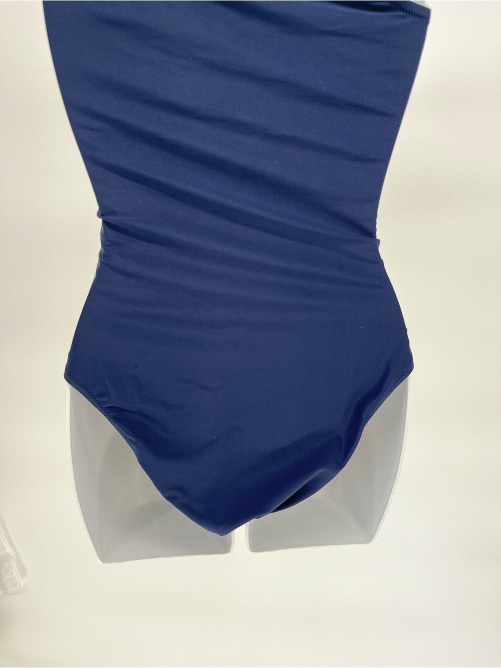 J.Crew One Shoulder Bow Swimsuit Small Navy Blue Ruched One Piece Bathing Suit - Picture 7 of 9